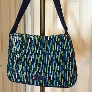 Vera Bradley Indigo Blue Laptop Messenger Bag, NEW